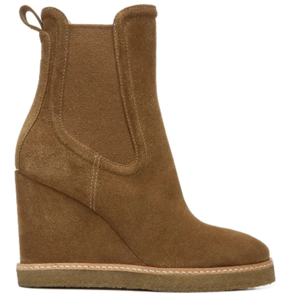 Veronica Beard 8.5 hazelwood Aari Chelsea tan wedge bootie suede rubber heel